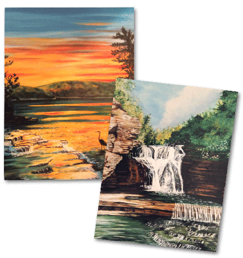 Sunset & Waterfall Note Cards